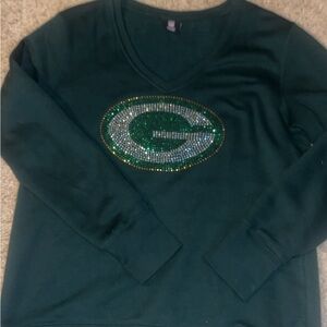 NFL Green Bay Packers V-Neck with Sparkling Logo